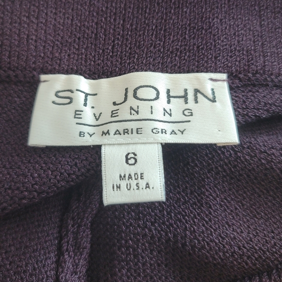 St John Pull On Plum Stretch Santana Knit Pants - Picture 3 of 7